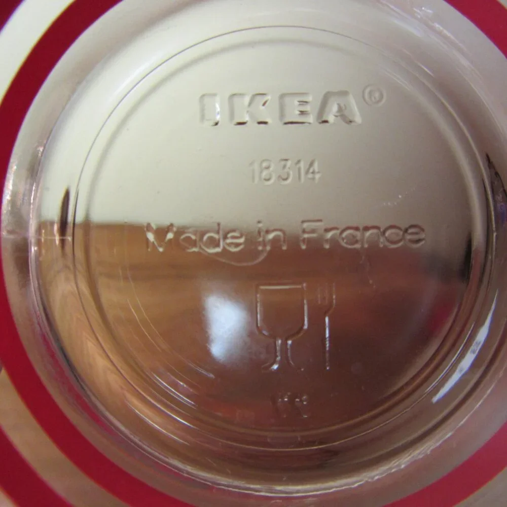 5 oz ikea red stripe espresso glass set of 3 (W3630)